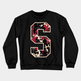 Initial Capital Letter S Camo Alphabet Gift Women Men Kids Crewneck Sweatshirt